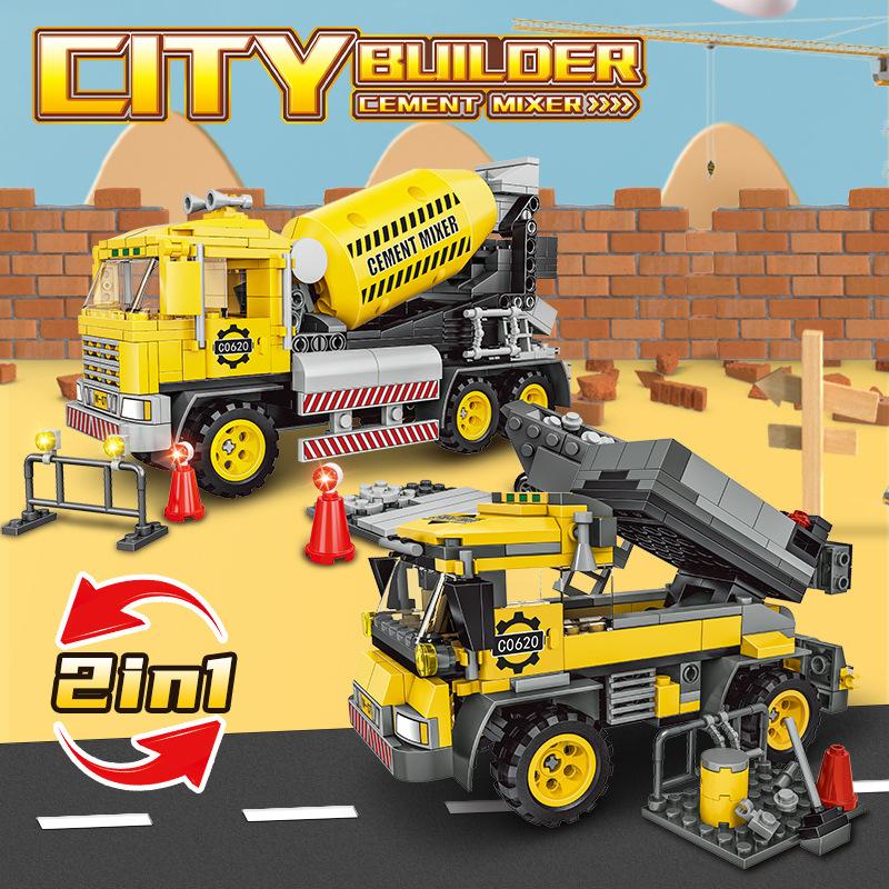 Building Block Project City Builder Mixer Truck 2-In-1 Children'S Toys Small Granular Gifts