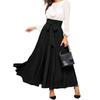 Женская макси-юбка на шнуровке с высокой талией трапециевидной формы, большие качели, сплошной цвет, широкая полоса, плиссированная длина до щиколотки, свободная юбка в повседневном стиле