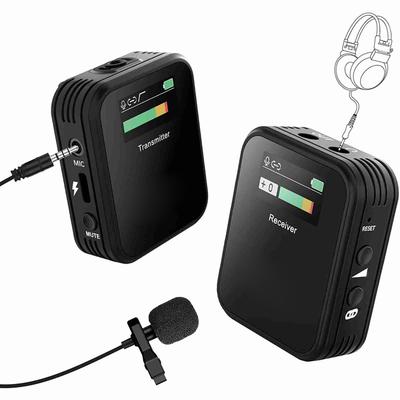 Беспроводной петличный микрофон 2.4G шумоподавление TFT-экран 1-канальная петличная микрофонная система для видеоблогинга, стриминга, черный