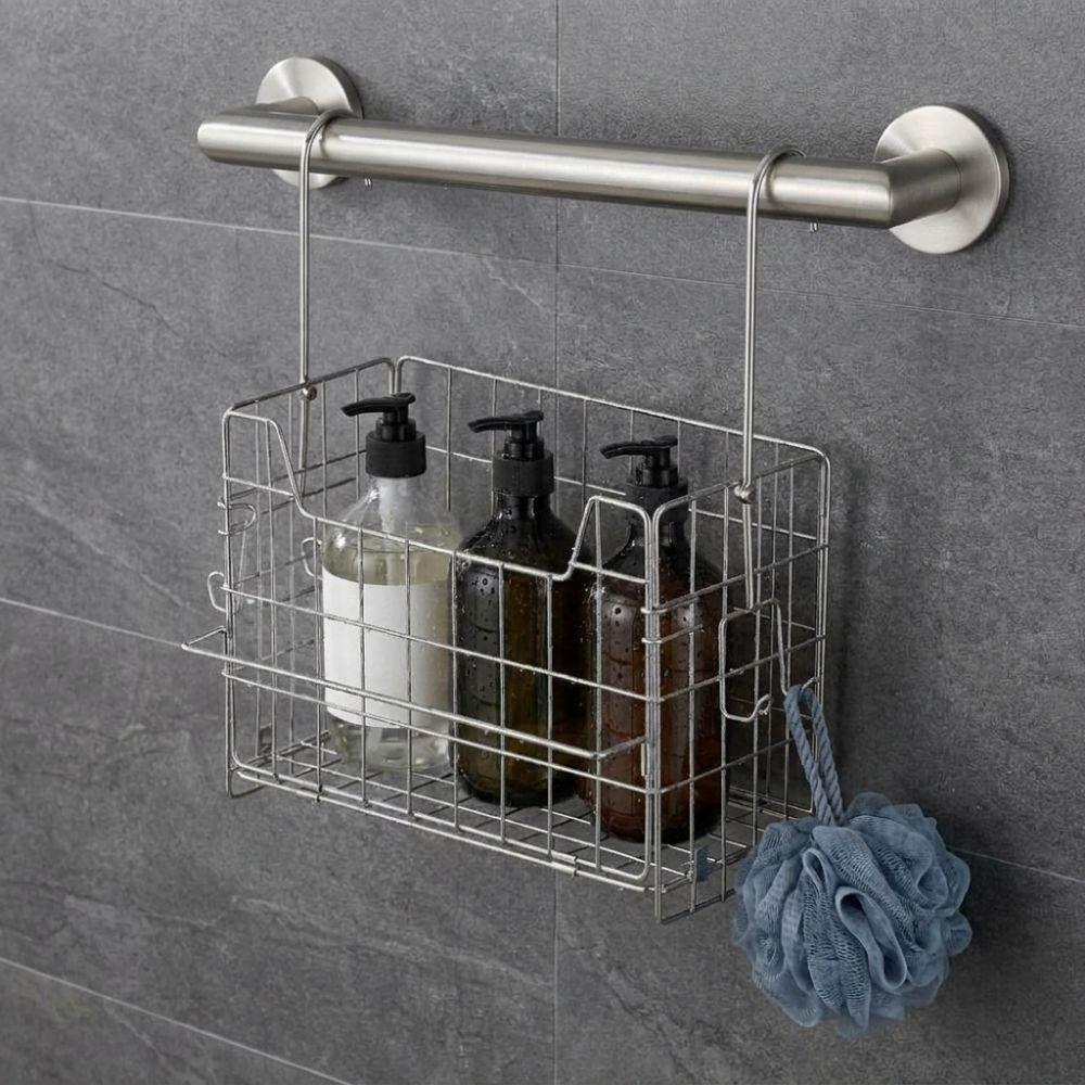 Detachable Stainless Steel Hanging Basket Large Capacity Folding Storage Basket for Shower