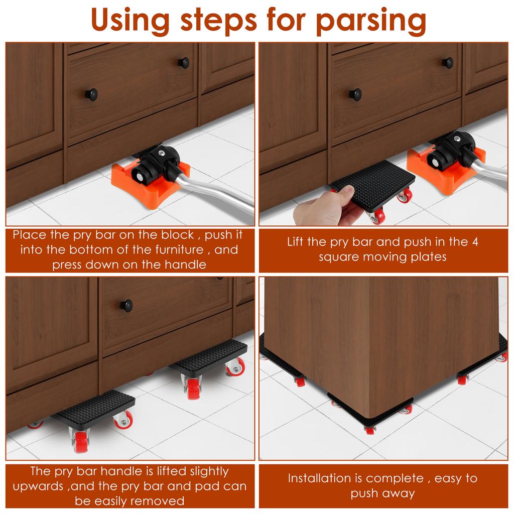 Furniture Lift Mover Tool 880LBS 360° Rotatable Heavy Duty Furniture Mover Labor-Saving Furniture Transport Tool Roller Slider