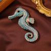 Seahorse Brooch Retro Style Autumn Winter Rhinestones Pin Fine Craftsmanship Lapel Badge Coat Accessory Pin