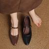 Fashion 2025 New Spring Women Pumps Genuine Leather Shoes for Women Square Toe Mary Janes Women Shoes Retro Med Heel Ladies Shoes