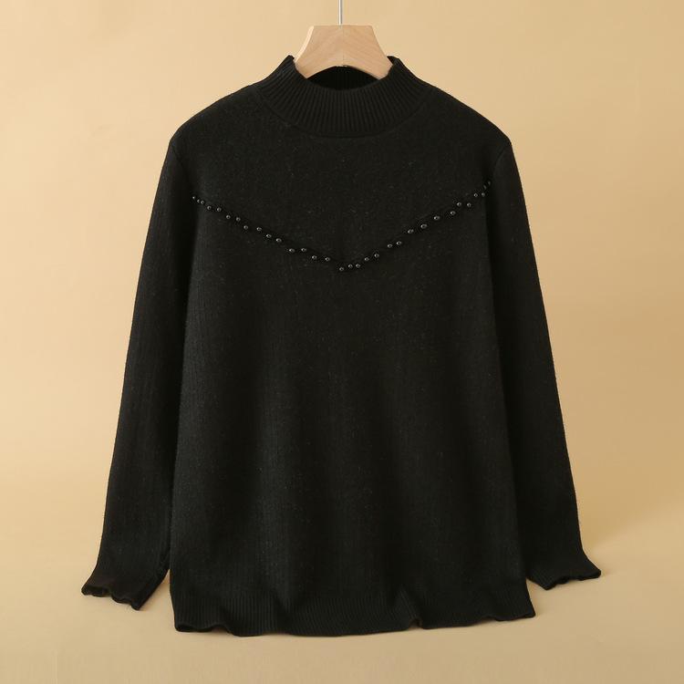 Thickened Velvet Sweater for Women In Autumn and Winter High-end Sweater Half Turtle Neck Warm Velvet Inner Bottom Shirt Top