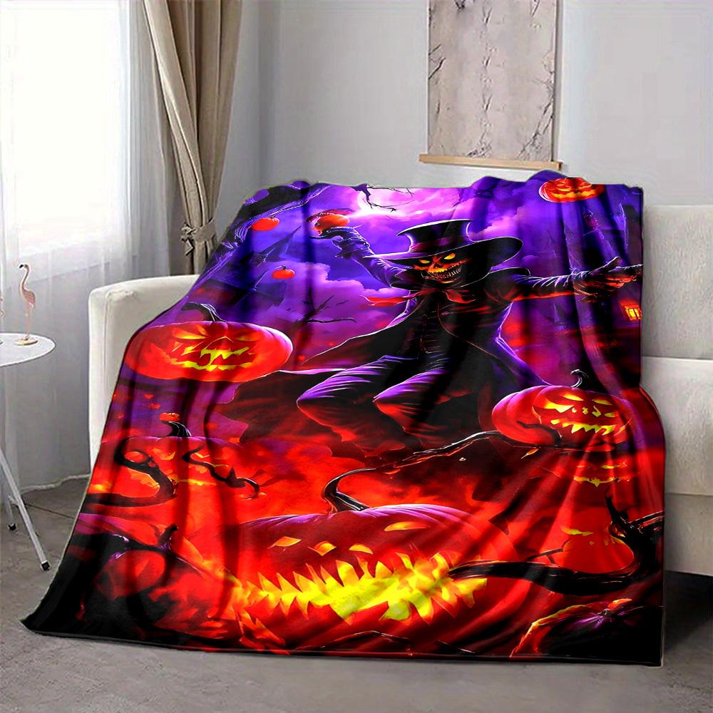 1PC Halloween Pumpkin Lanterns Blanket, Throw For Sofa, Bed, Travel, Camping, Livingroom, And Bed, Printing Blanket With Soft And Warm Fabric yy250918