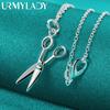 925 Sterling Silver Scissor 18 Inch Pendant Necklace Fashion Jewelry