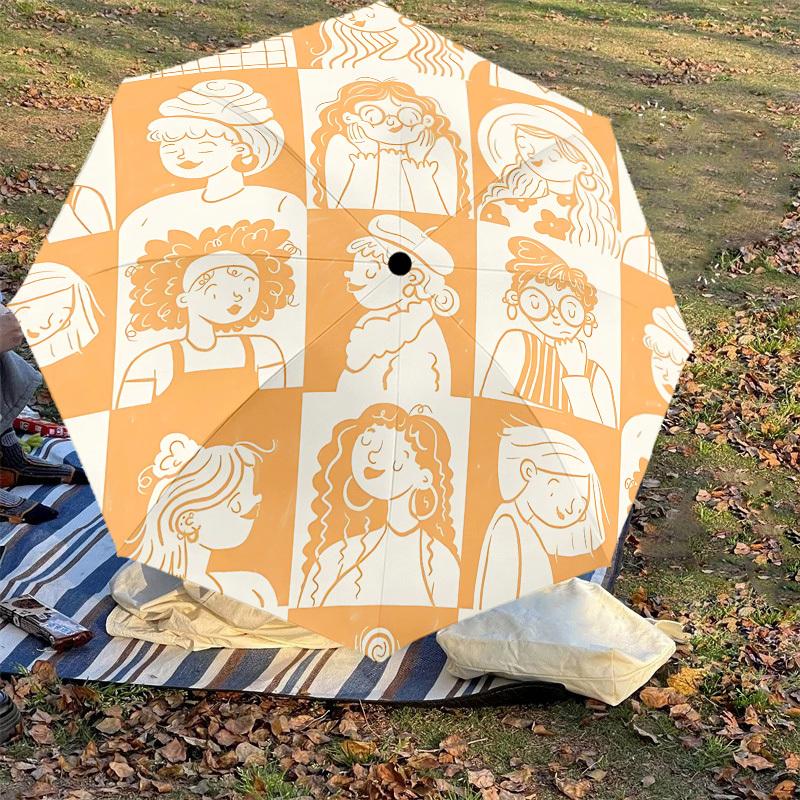 1PC Fashionable Patterns Umbrella-9-Rib Reinforced, Automatic Open, Lightweight & Durable, Cute Fashion Accessory for Outdoor-P0758