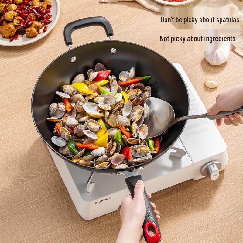 Chu Da Huang 32cm Enamel Stone Wok with Lid