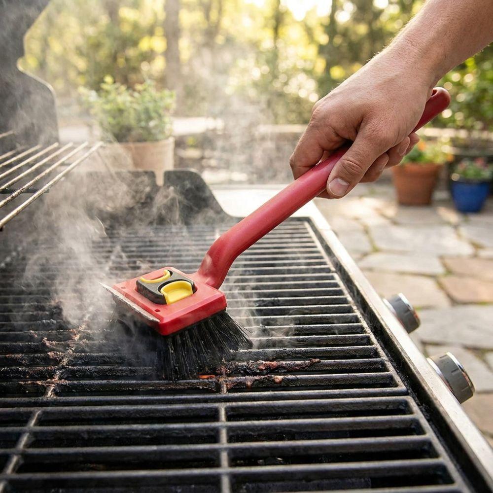 Replaceable Pads Safe Grill Grate Scrubber Stainless Steel Grease Remover Brush Home Use