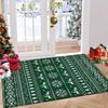 1pc of Christmas Green Snowflake Reindeer Printed Mat, an Indoor Carpet for Christmas Decoration, Made of 1.2 Cm Thick Flannel Material That Is Absorb