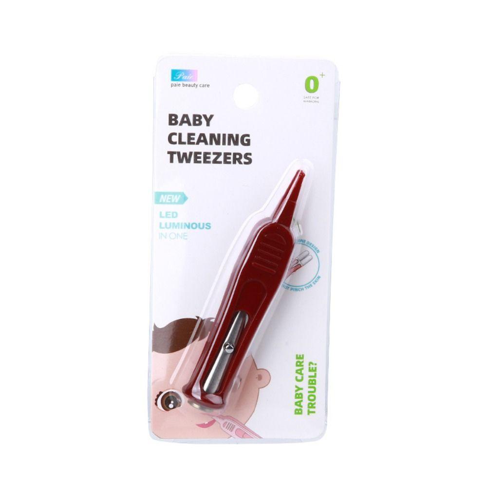 Plastic Nose Safe Tweezers LED Light Cleaning Tweezer Body Care Baby Dig Booger Clips