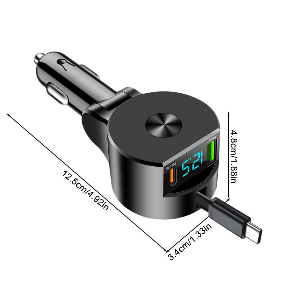 Car Charger Adapter USB Mobile Phone Charger Adapter For Auto LED Intelligent Digital Display Small Car Adapter For SUVs Trucks