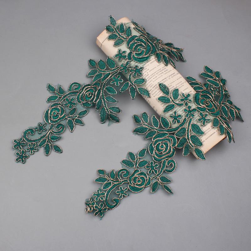 1 пара вышитых наклеек, аксессуары для одежды, кружево для отделки свадебного платья, 16*36 см, швейная аппликация