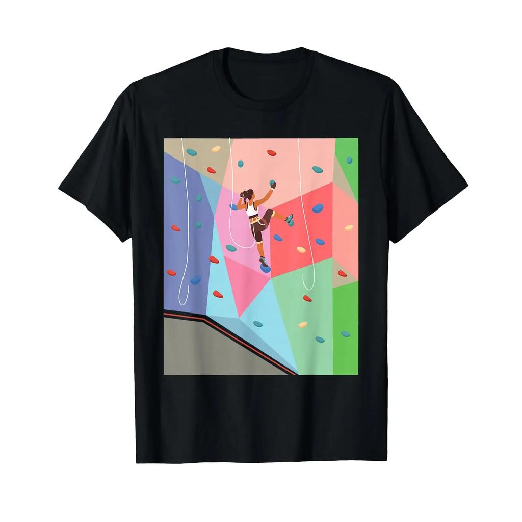Wall Climbing Girl Rock Climber Indoor Sports Adventure T Shirt Vintage Washed Casual Breathable Streetwear Stretched Slightly