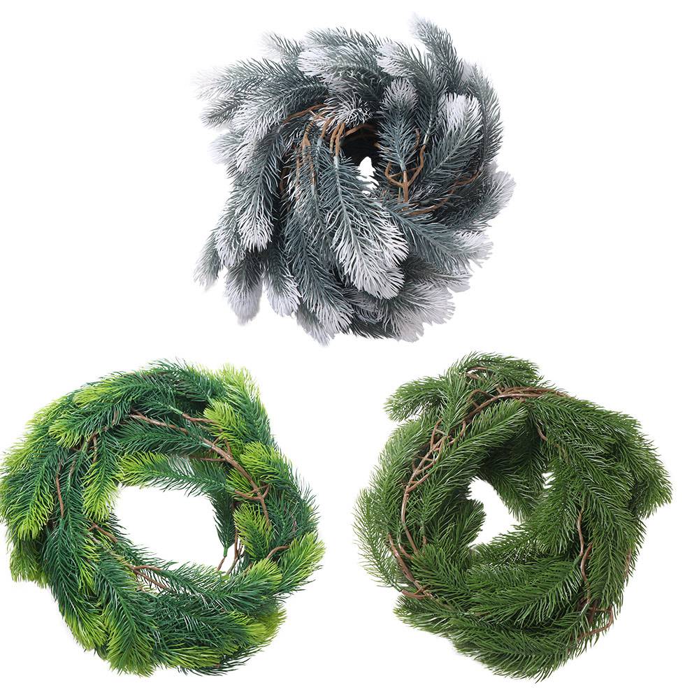 2M Artificial Pine Garland Real Touch Home Deco Faux Greenery Garland Plastic Seasonal Winter Pine Garland Mantle Stairs