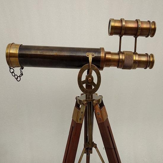 Double Basel Victorian London Brass Telescope 1915 On Tripod Antique