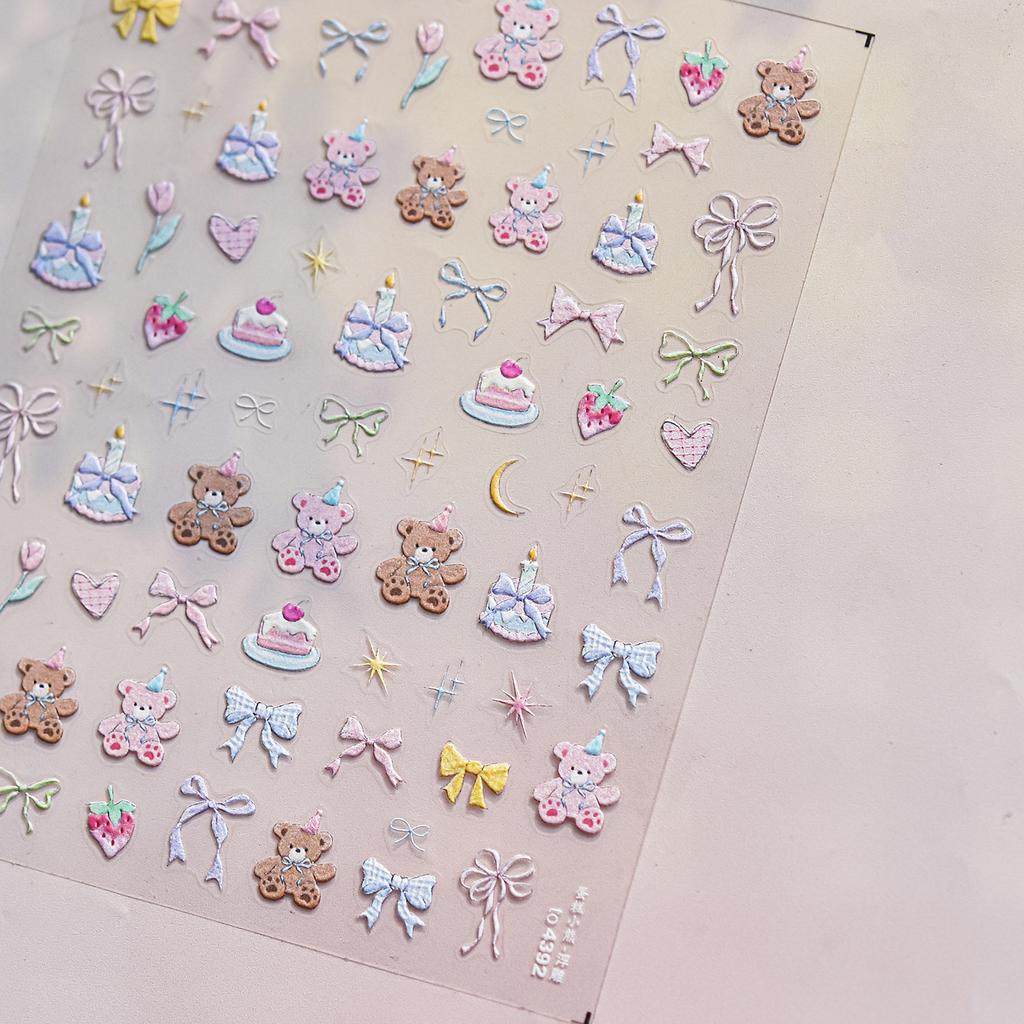 1 Pc 5D Cute Anime Cartoon Nail Sticker Chibi Character Nail Art High Quality Cartoon Embossed Self-adhesive Decorative Sticker