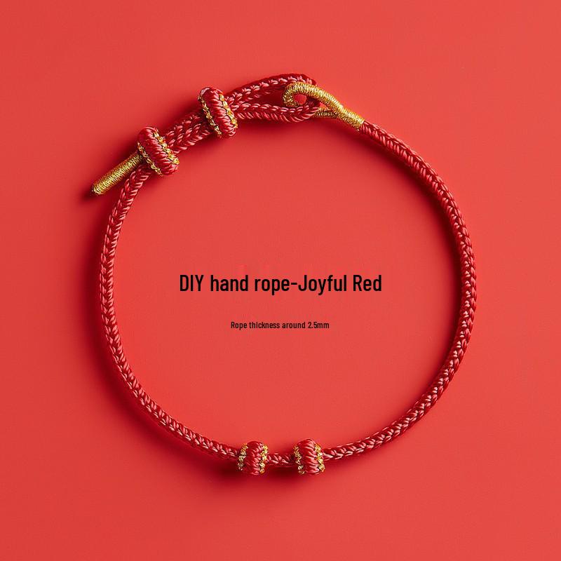 Браслет из бисера, золотой, знак зодиака года, красный, ручной работы, на веревочке