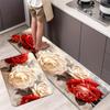 1Pcs Anti Fatigue Kitchen Rugs,  Luxury Soft Rose Print Waterproof Non-Slip Thick Cushioned Kitchen Mat Heavy Duty Comfort Standing Mat for Kitchen