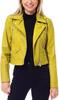 Women's 100% Stylish Yellow Authentic Soft Lambskin Biker Leather Jacket Zip Up