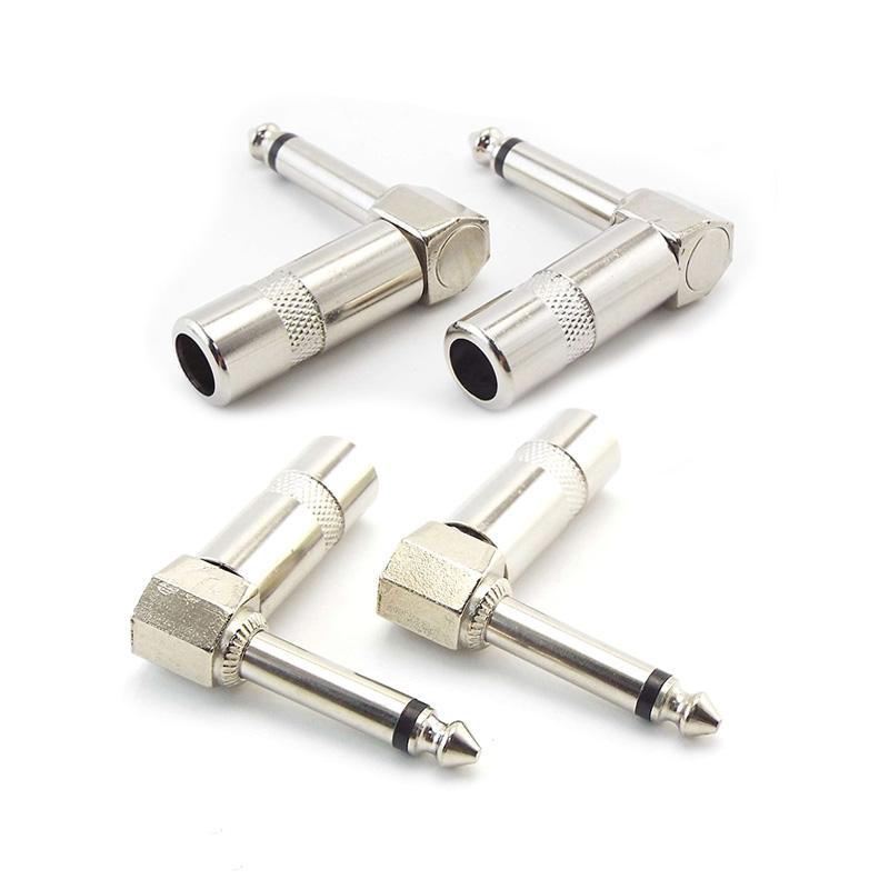 1/4 Inch 6.35mm 6.5mm Male To Female L-shape Jack Right Angle Male Mono Plug Connector For Guitar Audio