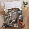 Horse Painting Art 3D Print Plush Flannel Throw Blanket Vintage Bedding Square Picnic Bed Super Soft Lightweight King Queen Size#
