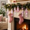 Vintage Style Holiday Hanging Charms Pink Wooden Nutcracker Ornaments for Christmas Tree Decorations, Soldier Pastel Decorations Home Pendants
