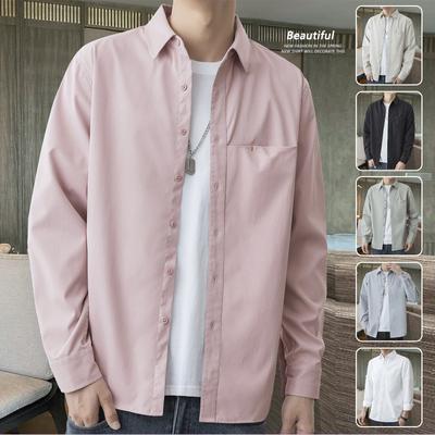 Мужская рубашка с длинными рукавами, весенняя повседневная одежда на подкладке, корейская версия трендовой весенне-осенней рубашки-пальто