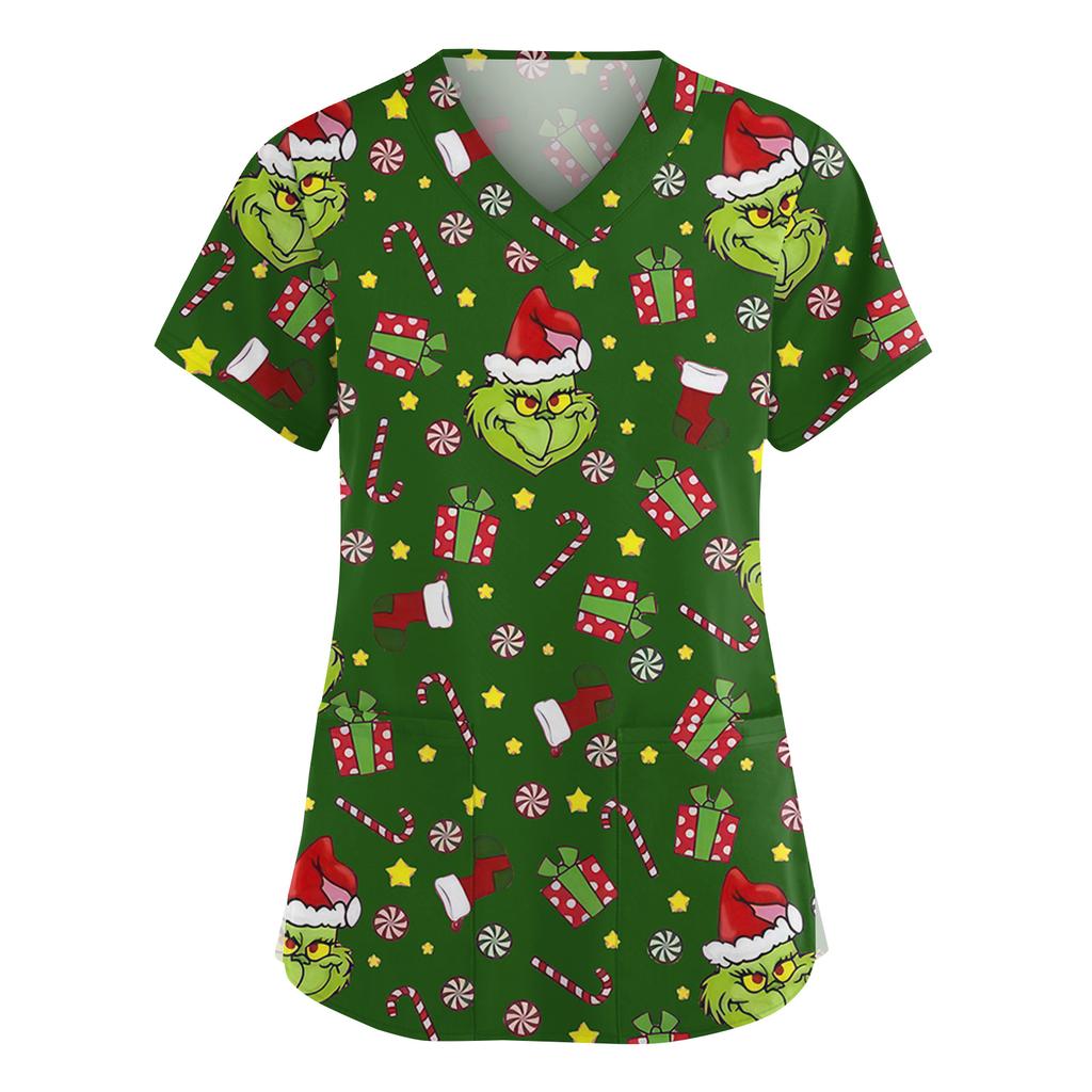 Женская мода V-образный вырез короткий рукав комбинезон с карманами принт топы одежда