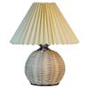 Small Table Lamp Pleated Style Rattan Base 3 Colorful Lighting Nordic Bedside Nightstand Lamp for