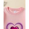 European sizes Girls Layered Heart Design Crewneck Sweatshirt | New Year Western Style, Soft Long Sleeved T-Shirt, Casual for Little Girls.
