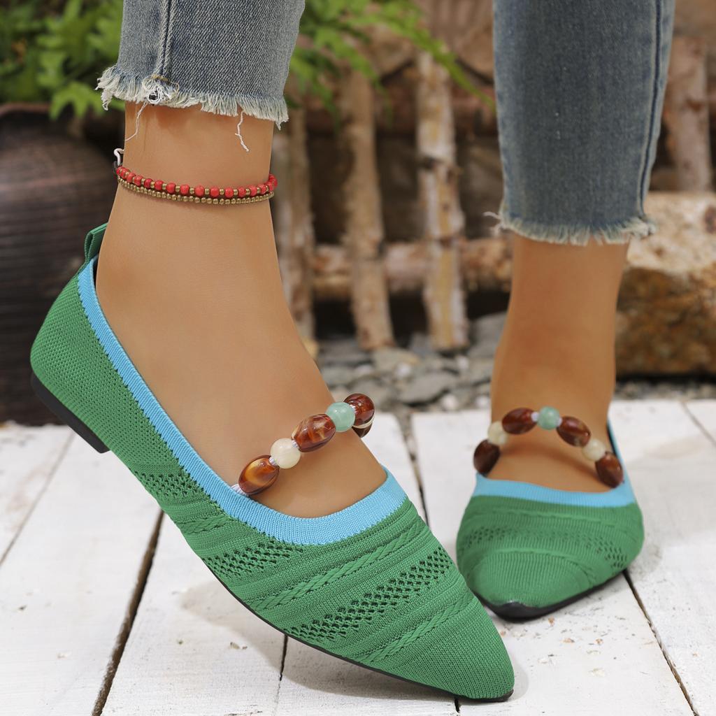 Мода 2025 Новые Женские Балетки Повседневная Дышащая Обувь Женская Удобная Обувь для Ходьбы Плоские Кроссовки Женские Заостренные Ажурные Лоферы Плетение