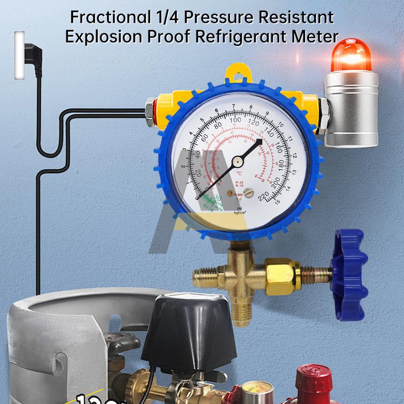 220PSI 500PSI Professional Air Conditioning Refrigerant Recharge Pressure Gauge Manometer High And Low Pressure Gauge Valve