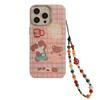 Cute Plaid Animal Suitable for Apple 14 Promax Mobile Phone Case Iphone15 Laser 16 Color Chain 13 Hard