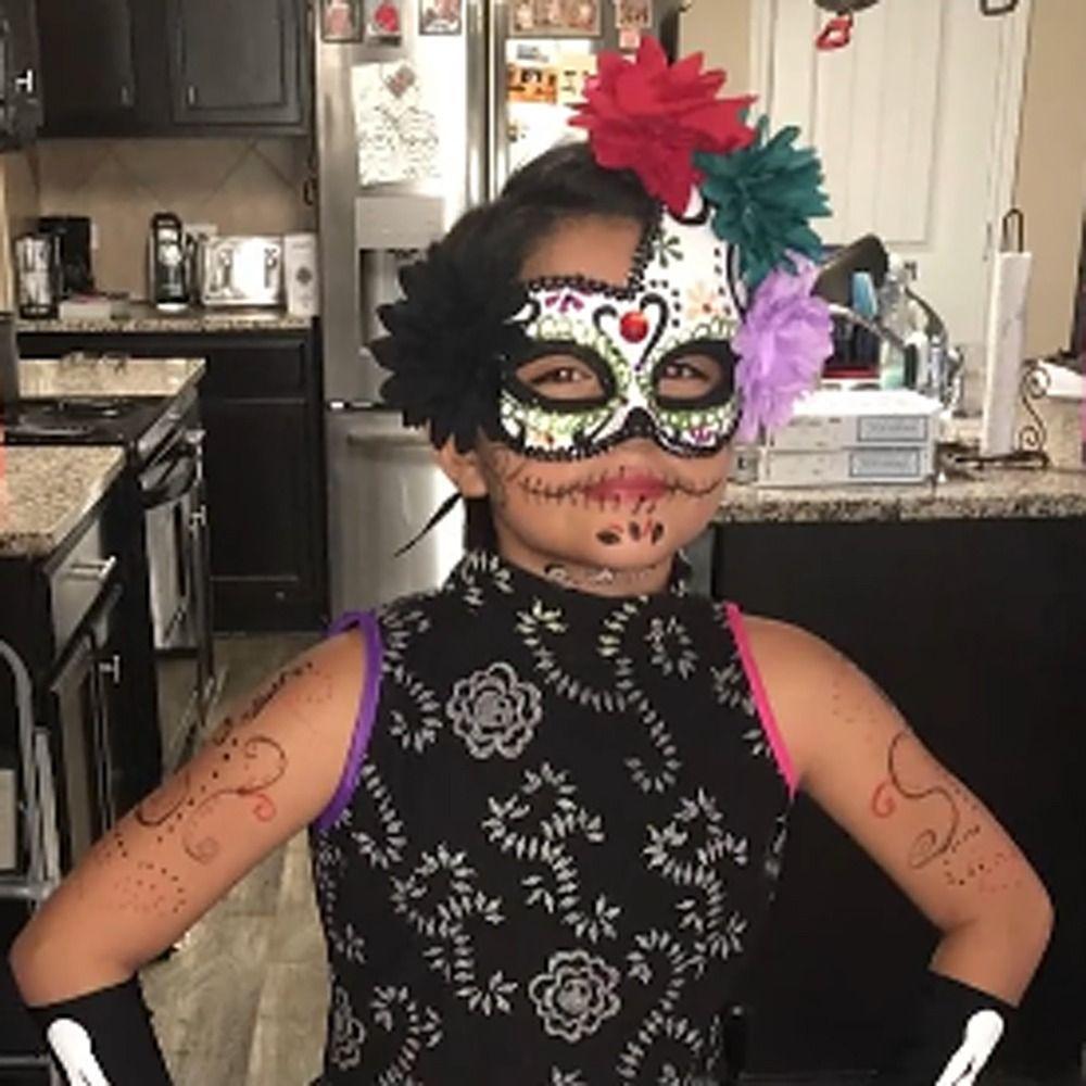 Cosplay Halloween Mask Flowers Flower Wearing Ghost Mask Mexican Day of The Dead Mask Girls Lady