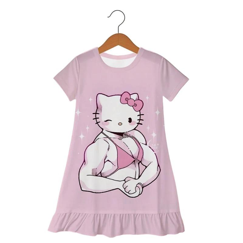 Пижама Детская Hello Kitty Летняя Юбка Модная Повседневная 3-6 Лет Платье для Девочек