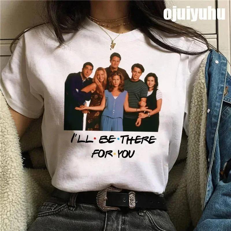 Fashion Friends Tv Show Funny Cartoon T Shirt Women Graphic Best Friends Harajuku T-shirt Korean Style Tshirt Vintage Top Female