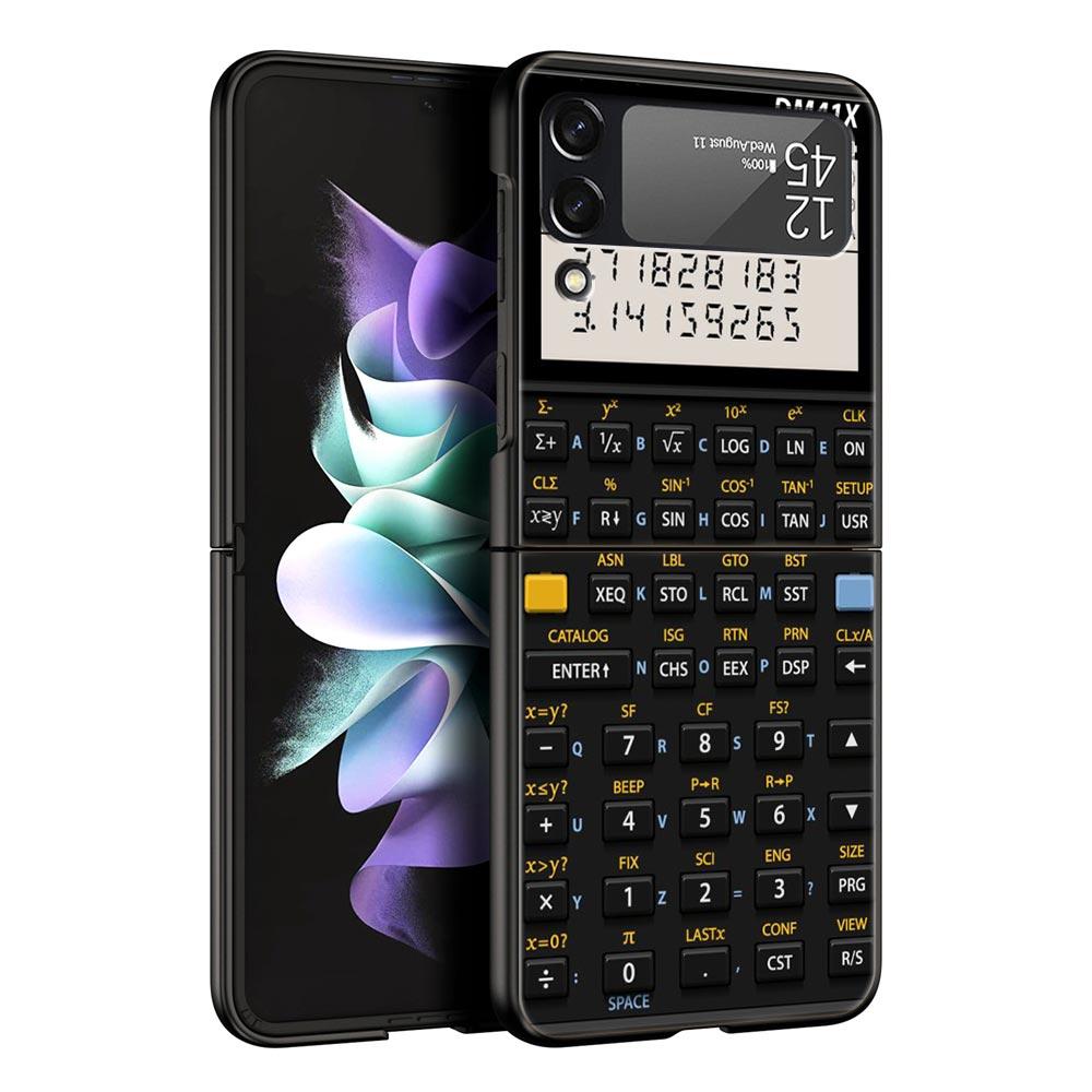 Чехол для телефона Samsung Galaxy Z Flip 3 4 5 6 Складной Черный Корпус Ретро Калькулятор Для Samsung Z Flip4 Flip5 ПК Жесткая Крышка
