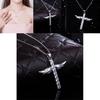 Elegant Silver Women Cross Love Angel Heart Wing Pendant Necklace For Stylish Ladies