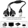 RJ45 Network 1 To 2 Port Ethernet Adapter Splitter, RJ45 1 Male To 2 Female LAN Ethernet Splitter Adapter Cable Suitable Super