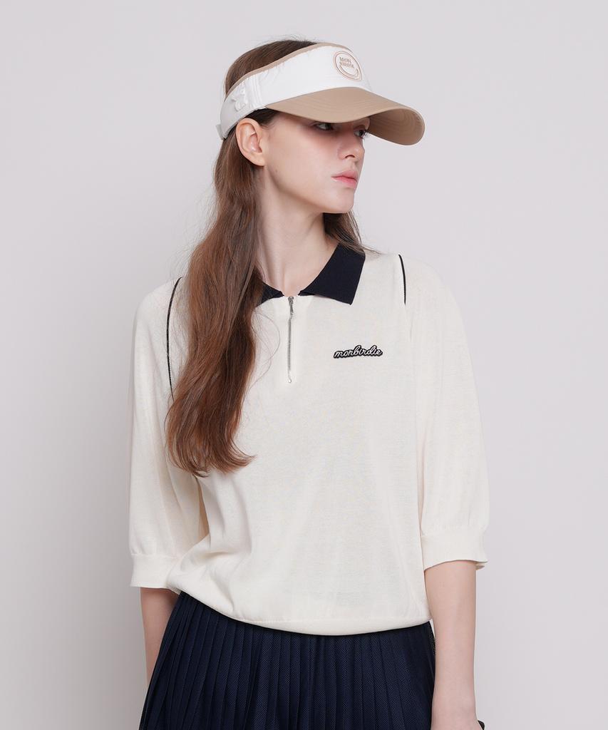 MONBIRDIE GOLF Sage Anorak Color Block Knit White