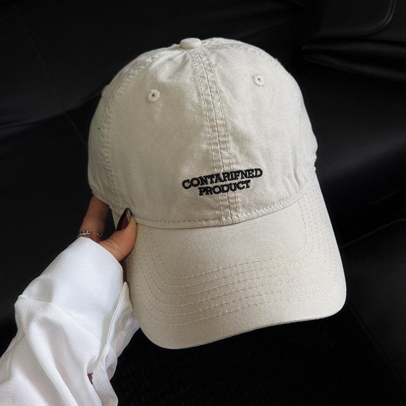 American deep top retro letter embroidery big head circumference baseball cap girls wide brim show face small casual cap
