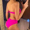 Sexy Bandeau High Leg Cut Female Swimsuit High Waist Bikini Women Swimwear Two-pieces Bikini Set Bather Bathing Suit Swim