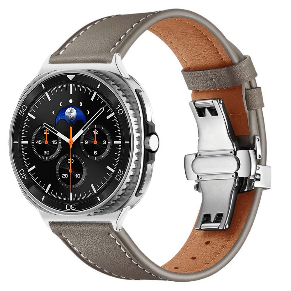 Застежка-бабочка, ремешок для часов из натуральной кожи для Samsung Galaxy Watch8/9 Classic, ремешок для часов для Samsung Galaxy Watch Ultra