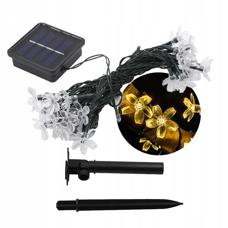 Solar Garden Lamps Set 5 Meters 20 Led Flowers Warm White Decorative