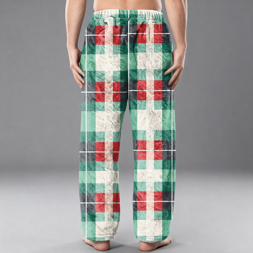 Мужские фланелевые повседневные брюки с карманом, Повседневные брюки с принтованным карманом, Домашние брюки для сна