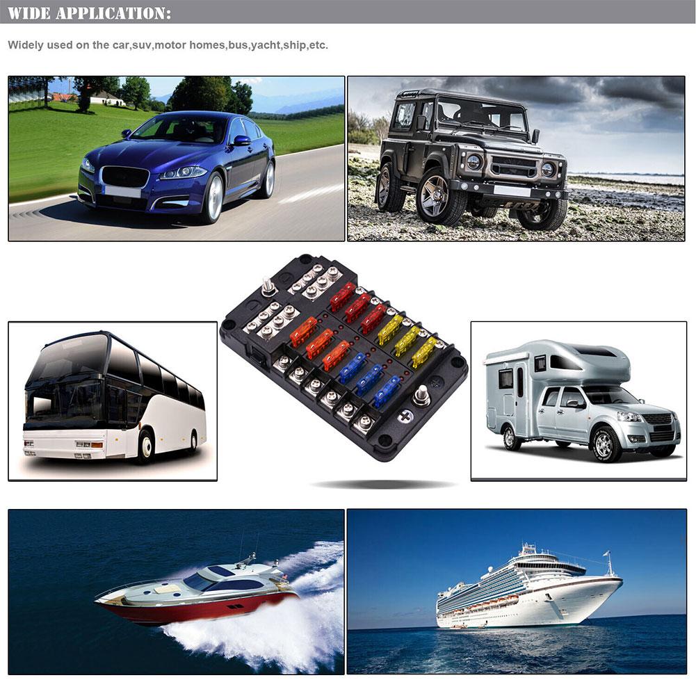 Светодиодный индикатор предупреждения 12 В 32 В Панель распределения питания Автомобиль Лодка Держатель блока предохранителей с пластиковой крышкой Плата Аксессуары для кемпера RV