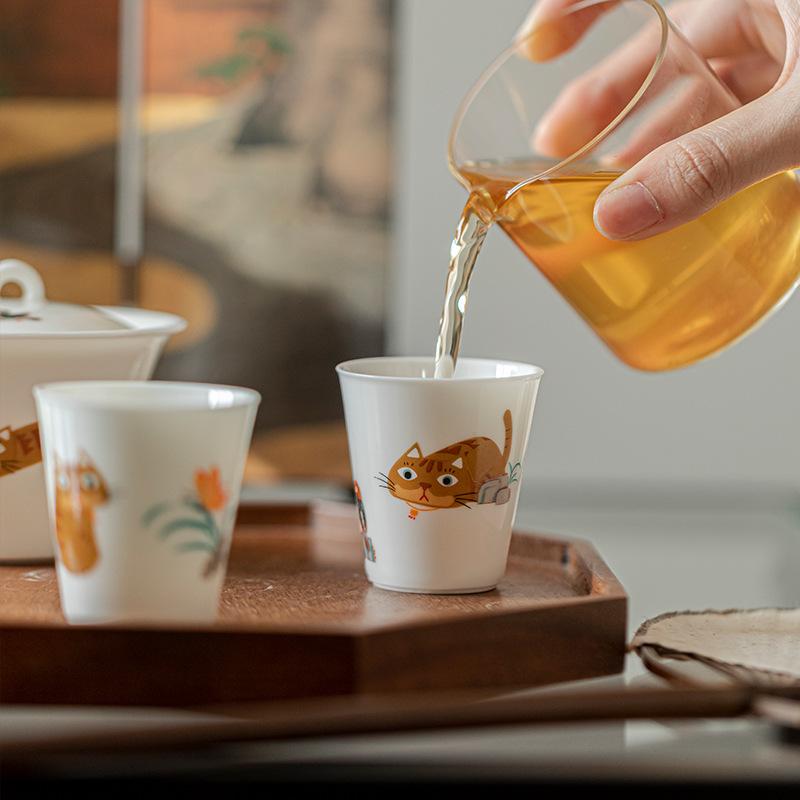 45 мл Чашка для чая для кошки Набор для чая Гунфу Чашка для дегустации Ручная работа Керамика Дзен Китайская чайная церемония
