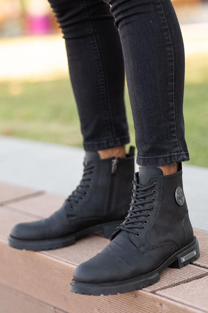 Men's Fashion Waterproof Flat Heeled Booties Bootie Water Cold Proof Sturdy Winter Zipper Rubber Sole Boat Shoes