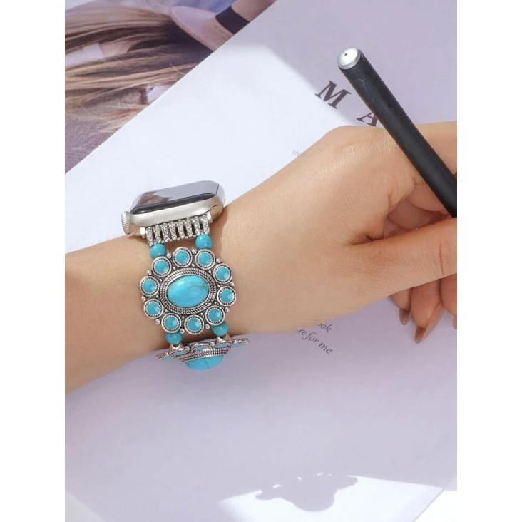 Bling turquoise stone Bracelet loop For Apple Watch band women 10/9/7/ 38mm 40mm 41mm 42mm 44mm 45mm 46mm Strap